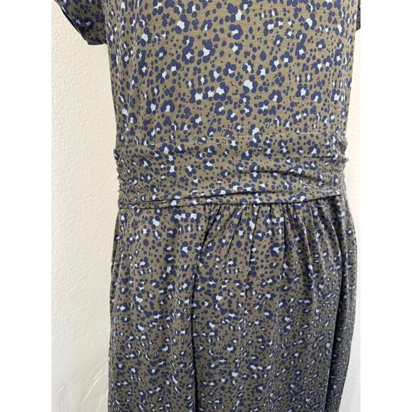 Boden Gray Leopard Print Midi Dress Short Sleeve Animal Print Stretch 10 Knee - Picture 3 of 10